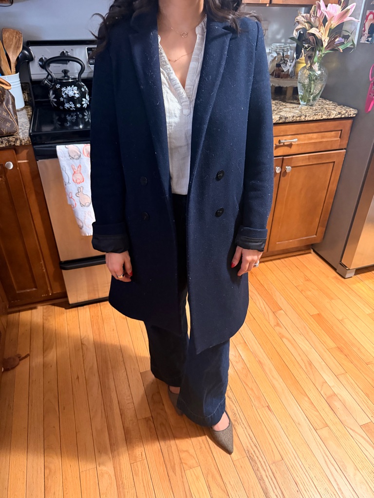 Classic Double-Breasted Navy Wool Coat
